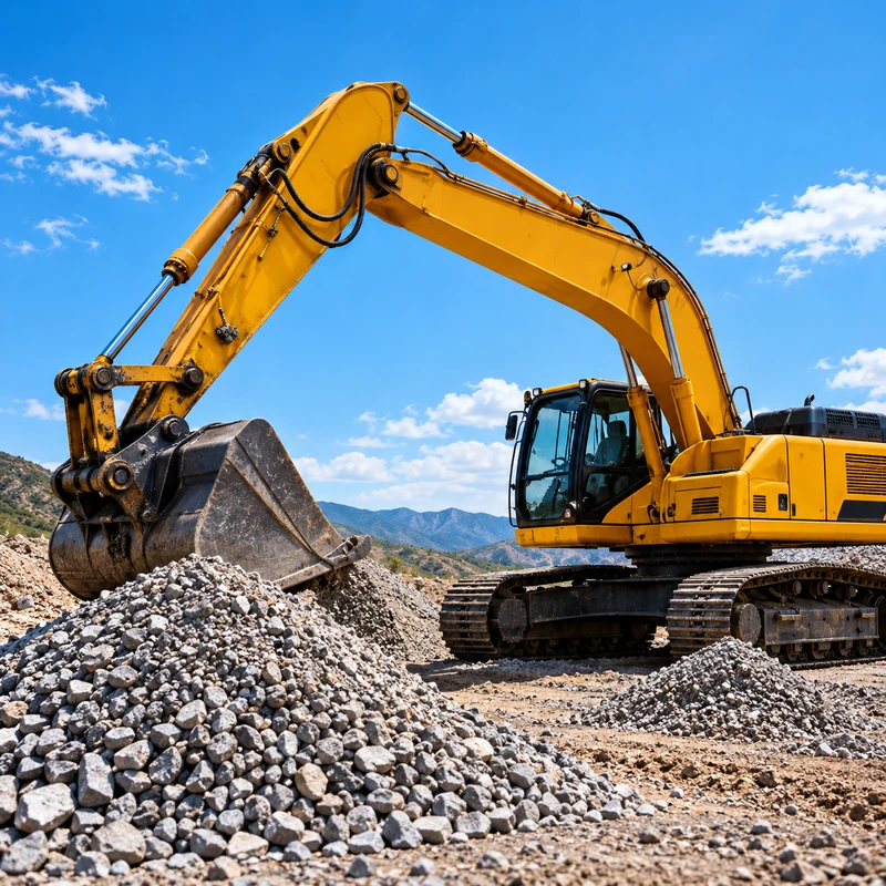 Excavator and construction aggregates